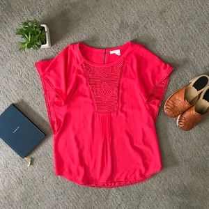 Anthro Meadow Rue Coral Anele Top